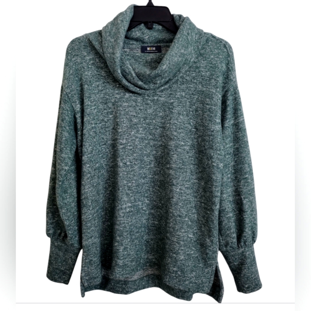 Maeve By Anthropologie Cozy Green Cowl Neck Fleece Sweatshirt Size XS